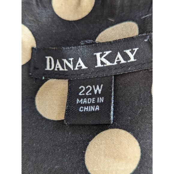 NWOT! DANA KAY! SHANTUNG-LOOK BLACK AND GOLD POLKA DOTTED SHEATH DRESS! SZ 22W - Picture 6 of 9